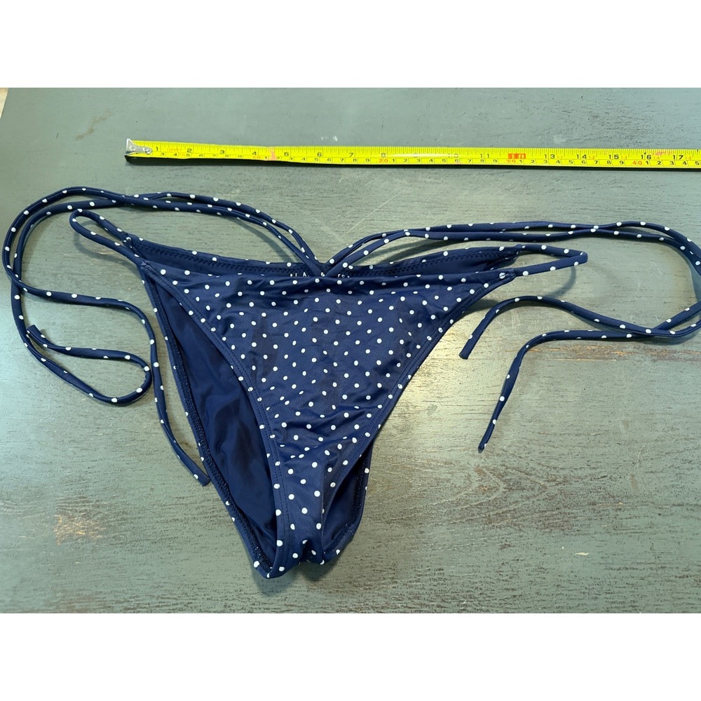 LA Hearts PacSun Navy Blue White Polka Dot Strappy Bikini Bottom Large